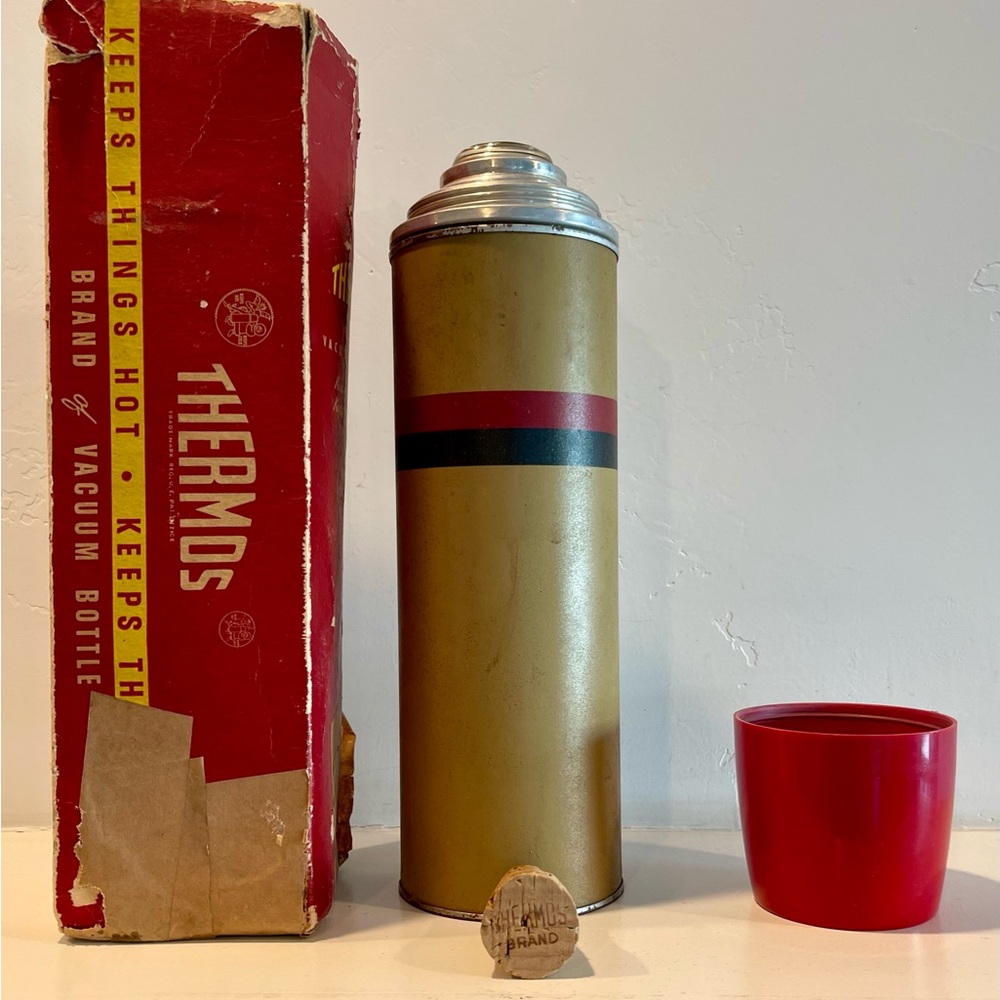 Vintage Thermos 340A Quart Cork Stopper And Original Box Norwich Conn USA.